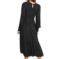 thumbnail image 3 of MAWCLOS Robe Maxi Ample à Manches Longues pour Femmes, Robe Évasée de Fête, Coupe A, Noire, TG, 3 of 3