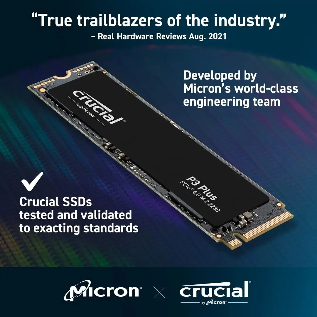 Crucial P3 Plus Internal SSD Drive, PCIe Gen4, M.2 2280, 500GB/1TB