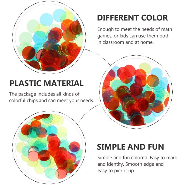 JZK 500 Jetons De Bingo Translucides – 5 Couleurs, 1,9 Cm – Marqueurs Et Compteurs Pour Jeux Et Maths