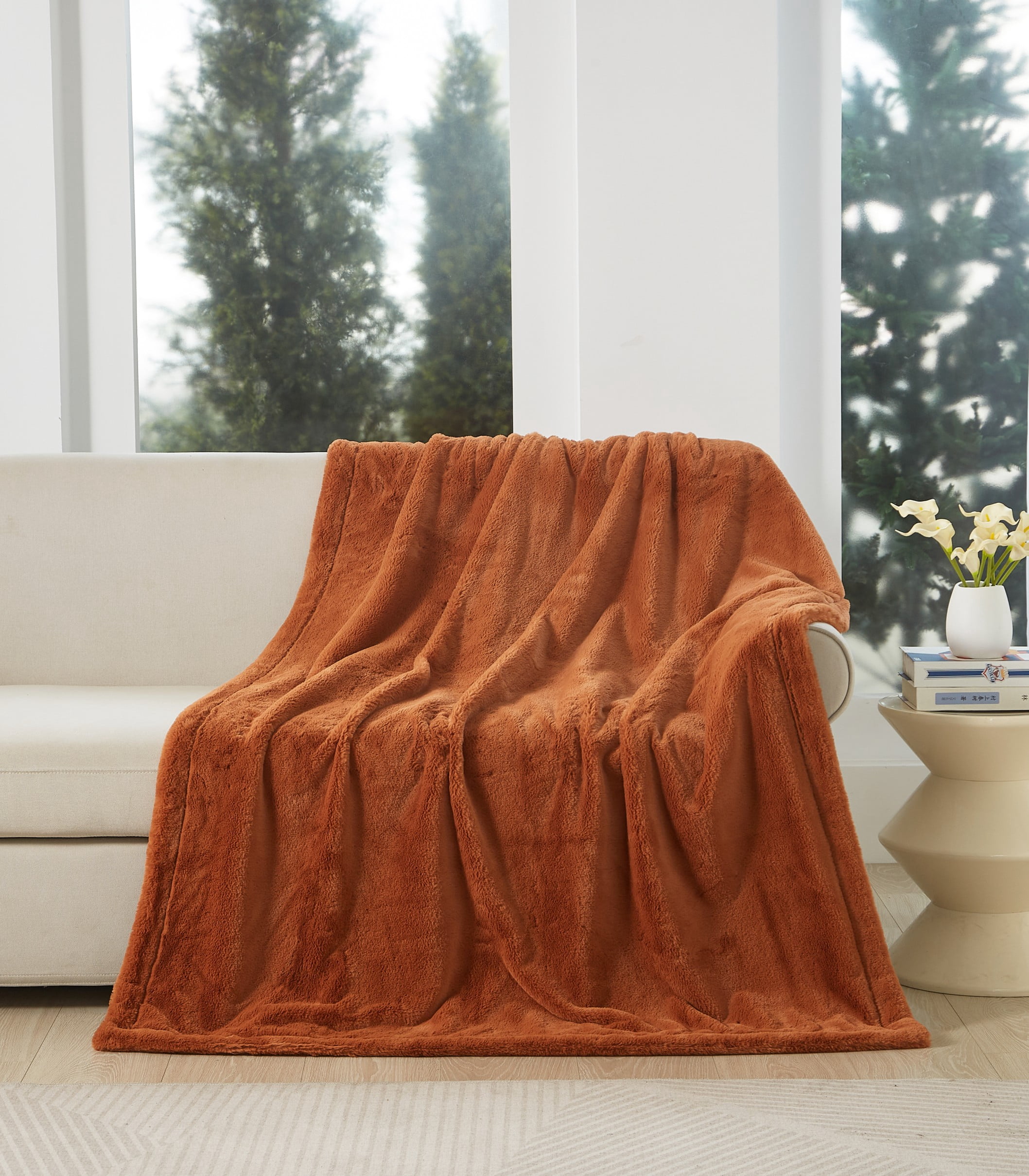 Better Homes & Gardens Faux Fur Throw, Copper, 50 x72