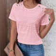 thumbnail image 4 of Timegard Hauts d'Été pour Femmes Épaules Tombantes Bouton Col Rond Confortable Décontracté Ajusté Manches Courtes T-Shirts, 4 of 8