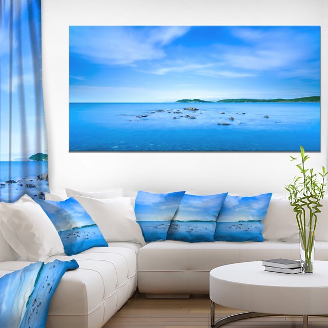 Baratti Bay Small Rocks in Blue Sea - Extra Large Seashore Canvas Art