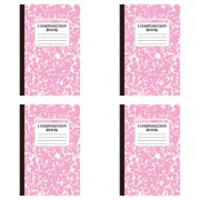 4Pcs Composition Notebook, Marble Wide Ruled Composition Book, Cute Composition Notebooks for Writing, 60 Pages per Comp Book, Office Supplies, Classroom Must Haves,Pink