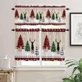 thumbnail image 4 of Farmhouse Christmas Kitchen Curtains and Valances Set,Rustic Plaid XMAS Tree Snowflakes Window Treatments Tiers Red Green Black Half/Short Curtains for Small Windows Cafe /Living/ Bedroom 54x24 in, 4 of 5