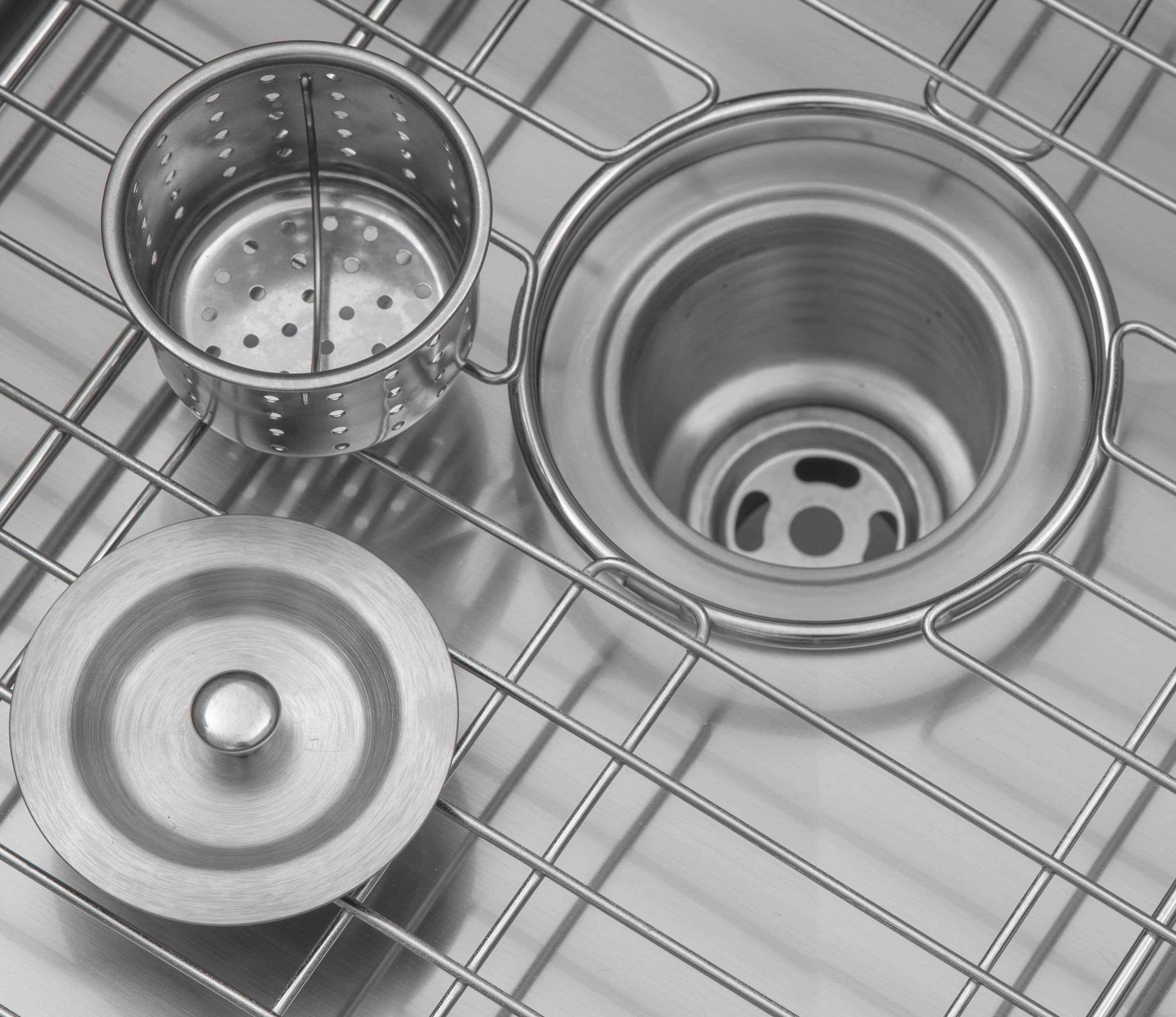 Ancona AN-3359 Prestige 32" Undermount Kitchen Sink – 60/40 Double Bowl, 18-Gauge Stainless Steel, Gunmetal PVD Nano Finish – With Grid, Mat & Strainers