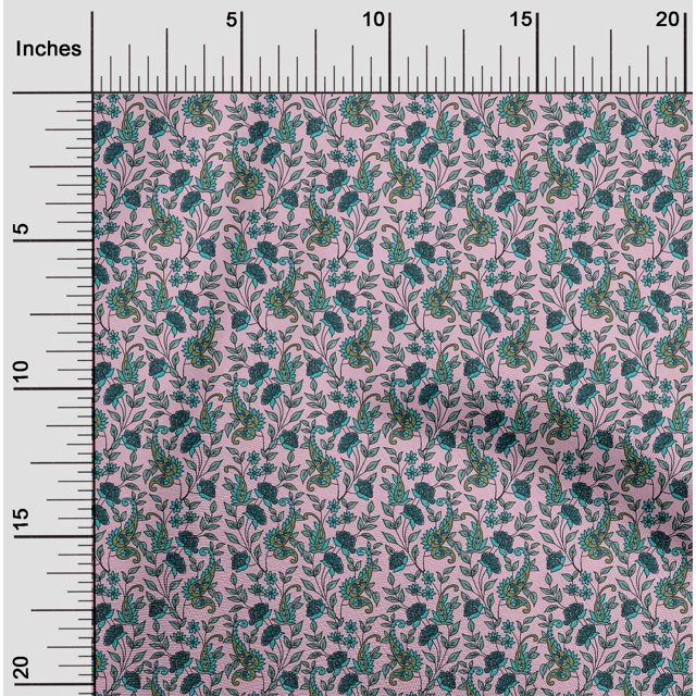 oneOone Silk Tabby Fabric Leaves|Floral & Paisley Block Decor Fabric Printed BTY 42 Inch Wide