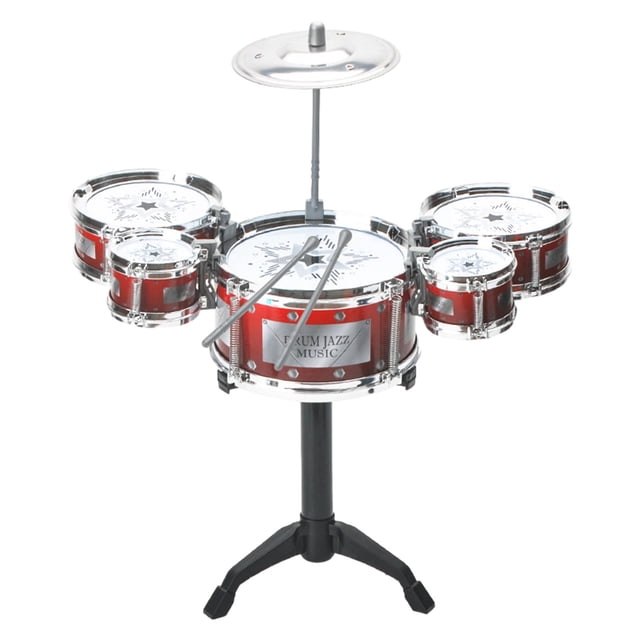 Mini Jazz Drum Set Musical Instrument Toy Five Piece Percussion Kit With Sticks Early Education Toy For Children Kids