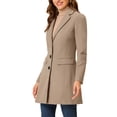 thumbnail image 4 of INSPIRE CHIC Manteaux pour Femmes Revers Cranté Manches Longues Simple Boutonnage Automne Hiver Caban 3TG Beige Foncé, 4 of 6