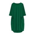 thumbnail image 4 of Pompotops Robe Ample pour Femmes avec Poches, Col pour Dames, Hauts Longs Décontractés, Robe Grande Taille en Solde, 4 of 4
