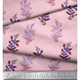 thumbnail image 2 of Soimoi Viscose Chiffon Fabric Leaves & Floral Block Decor Fabric Printed Yard 42 Inch Wide, 2 of 3