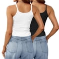 thumbnail image 4 of Timegard Camisoles 2 Pcs pour Femmes Col Rond Côtelé Sans Manches Ajusté Court Haut Décontracté Sortie Camis, 4 of 6
