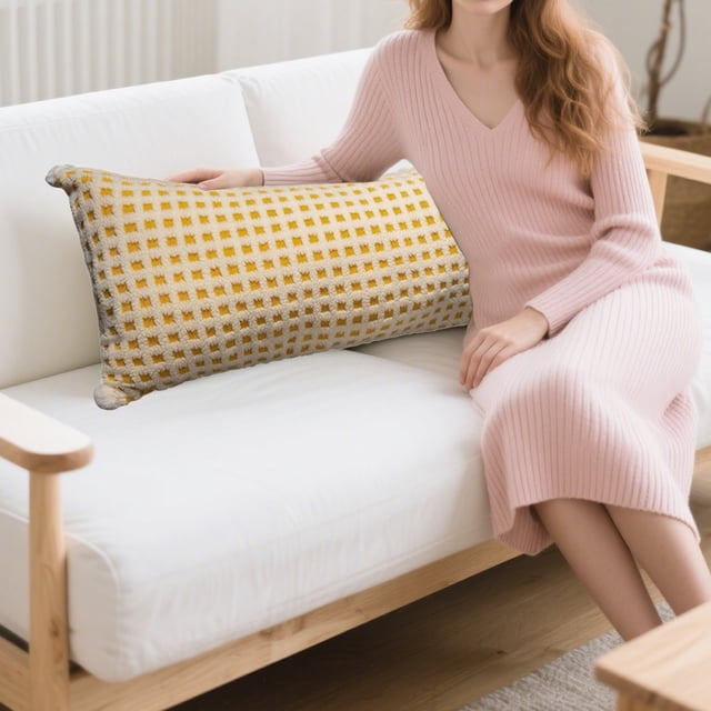 pstuiky Soft Velvet Long Pillow for Side Sleepers & Leg Support 60Cm Length with Removable Cover & Inner Pillow Sofa, Bed, Dormitory Cushion In Multiple Colors