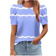 thumbnail image 1 of Pisexur Hauts pour Femmes, Hauts de Sortie pour Femmes & T-Shirt à Manches Courtes Col Rond Imprimé, Haut Ample, Hauts de Printemps pour Femmes Bleu Ciel, m, 1 of 3