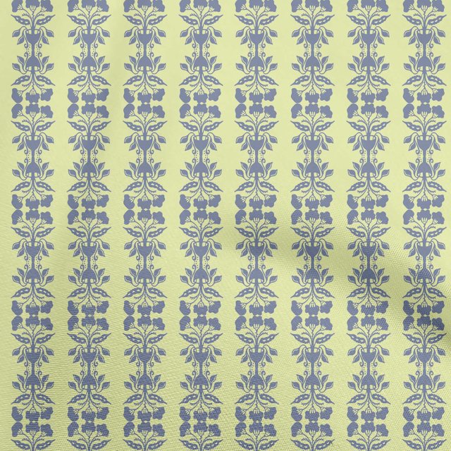 oneOone Polyester Spandex Pale Yellow Fabric Asian Block Print Sewing Material Print Fabric By The Yard 56 Inch Wide