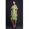 thumbnail image 2 of Bimba Robe Droite Évasée à Épaules Dénudées pour Femmes à Volants devant Imprimée Oiseau Vert - XXX-Large, 2 of 6