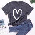 thumbnail image 2 of Besolor Tuniques d'Été pour Femmes à Imprimé de Cœurs, Col Ras du Cou, Manches Courtes, T-Shirts Décontractés Amples, Blouse de Sortie, 2 of 3