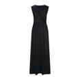 thumbnail image 3 of UPPADA 2025 Robes de Soirée Formelles pour Femmes Robe Maxi Cocktail Fête Col en V Sans Manches Invitée de Mariage Longue Robe Élégante Plissée Robes Amples Noir,G, 3 of 6