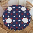 thumbnail image 1 of Round Tablecloth American Flag Red White Star 60 Inch Table Cover for Dining Polyester Cloth with Scalloped Edges Stain Resistance Kitchen Picnic Party Restaurant Decoration, 1 of 6