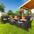 thumbnail image 1 of Gymax 8PCS Patio Rattan Conversation Furniture Set Outdoor w/ Brown Cushion, 1 of 10
