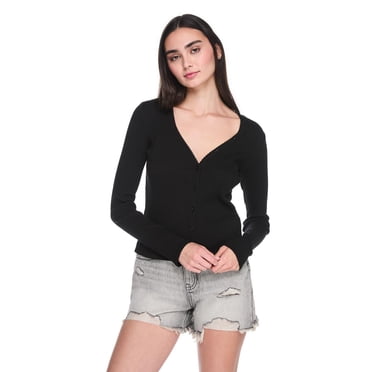 No Boundaries Women's Seamless Long-Sleeve V-Neck Top