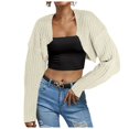 thumbnail image 1 of Women's Long Sleeve Open Front Ribbed Knit Crop Cardigan Loose Drop Shoulder Solid Sweater Top, 1 of 5