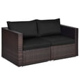 thumbnail image 1 of Patiojoy 2-Piece Patio Wicker Corner Sofa Set Rattan Loveseat with Removable Cushions Black, 1 of 7