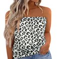 thumbnail image 1 of CHUANK Womens Summer Off Shoulder Leopard Print Bandeau Strapless Blouse Tops, 1 of 4