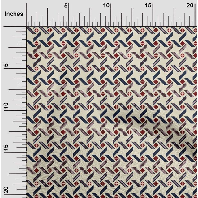 oneOone Cotton Silk Fabric Line|Diamond & Triangle Geometric Printed Fabric 1 Yard 42 Inches Wide