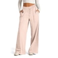 thumbnail image 1 of Pisexur Womens Sweatpants 2024 Ribbed Workout Jogging Pants Casual Baggy Elastic Waist Sweatpants Casual Baggy Drawstring Wide Leg Pants Solid Color Straight Leg Sweatpants with Pockets, 1 of 5