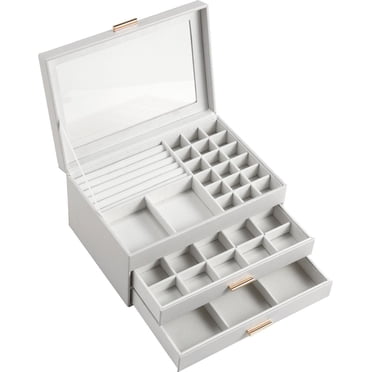PU Leather Triple Layer Dresser Jewelry Box