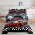 thumbnail image 2 of Erosebridal Fast Car Comforter Sets Queen Size For Teens,Sport Car Bedding Queen Comforter Set,Geometric Plaid Room Decorative,Reversible,Ultra Soft,3-Piece, 2 of 8