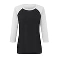 thumbnail image 4 of Timegard Womens Tops Plus Size Crewneck 3/4 Sleeve Color Block Comfy Tshirts Fall Casual Loose Tops, 4 of 7