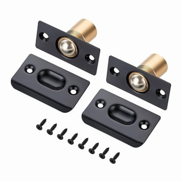 Adjustable Ball Door Catch, Closet Ball Bearing Door Latch, Drive Closing Door for Interior Doors 4 Pack Black,4 * Ball Door Catch 1 set * screw,Black