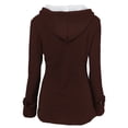 thumbnail image 4 of Fiogavroetic Women Color Horn Buttons Cardigan Padded Hooded Coat Jacket Overcoat, 4 of 4