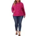 thumbnail image 2 of Agnes Orinda Women's Plus Size Jean Jacket Stitching Button Washed Denim Outerwear Coat 3X Hot Pink, 2 of 6