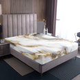 thumbnail image 4 of Grey White Marble Bed Sheets Set Metallic Marble Sheet Set Full Size Bronzing Stone Pattern Sheets Modern Abstract Art Bed Set For Kids Teens Bedroom Decor, 4 of 7