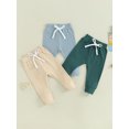 thumbnail image 3 of Faithtur Toddler 3 Piece Long Pants Winter Baby Solid Color Slim Fit Ribbed Bottom Infant Knitted Pull-Up Pants, 3 of 9