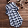 thumbnail image 5 of XZNGL Plus Size Top Women Button Up Pullover Cotton Striped Top Plus Size Tunic Blouse Button Up Shirt, 5 of 5