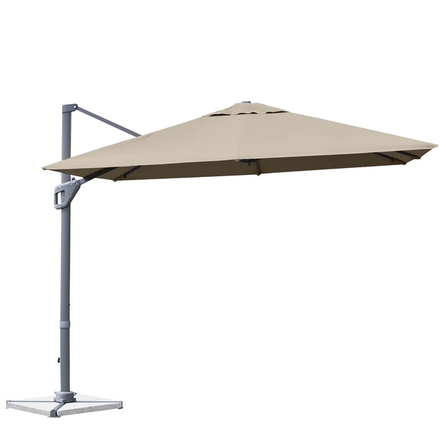 Costway Parasol Déporté de Patio 10 X 10 Pi Couleur Café avec Cadre en Aluminium durable et Fonction d'Inclinaison par rotation à 360° Le Parasol a une Grande Auvent de 10 Pi Fabriqué en Tissu anti-UV 250 G/m2, Soutenu par 8 Nervures en Aluminium. Il Comprend un Système à Manivelle pour une Ouverture et une Fermeture Faciles, et une base en Croix pour la Stabilité (base Pondérée Non Incluse). Convient aux patios, Jardins et Cafés Extérieurs.