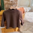 thumbnail image 2 of Boys Shirts Autumn Winter Warm Trutleneck Long Sleeve Solid Pullover Basic Top Coffee 6-7 Years, 2 of 5