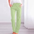 thumbnail image 2 of Sentmoon High Waisted Linen Pants Women Solid Color Drawstring Spring Pants for Women 2026 Oversized Relaxed Fit Straight Leg Summer Women's Lounge Pants for Travel and Vacation, 2 of 7