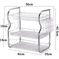 thumbnail image 4 of Multifunctional 3-Tier Dish Drying Rack, Stainless Steel Kitchen Sinkware Dish Rack Kitchen Supplies Drying Frame, Quick Dry with with Drainboard, 4 of 8