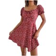 thumbnail image 1 of XZNGL Womens Casual Flared Sleeve Drawstring Dress with Floral Arrangements, 1 of 8