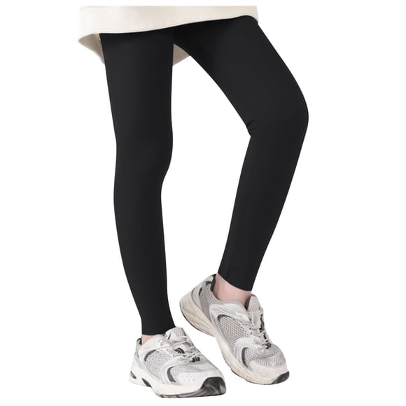 YOUSNH Girls Athletic Leggings Kids Dance Running Yoga Pants Workout Dance Tights Girls Pants Black 10-12 Years