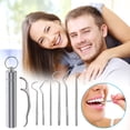 thumbnail image 4 of Up to 70% Off! Gspmoly Dental Floss Picks, 304 Metal Tooth Picking Tool Stainless Steel Toothpick Portable Oral Tooth Cleaning Tool Set Floss Picks for Teeth, 4 of 5