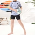 thumbnail image 2 of PMVFHDE Boys Plus Size Swimwear | Quick-Dry Two-Piece Swimsuit Set | Solid Color Summer Swim Trunks & Rash Guard Grey-D,150, 2 of 9