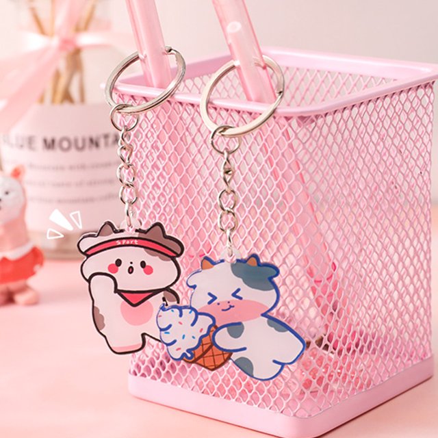 Cartoon Keychain Ring Fashion Cute Keyrings Animal Acrylic Door Car Key Holder Backpack Purse Wallet Keyring Pendant for Female Type 4