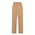 thumbnail image 4 of RXIRUCGD Men Casual Trousers High Waist Drawstring With Multi-Pockets Long Pants, Khaki, Size: 2XL, 4 of 5