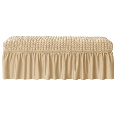 Long Bench Cover Stretch Seat Case Protector Removable Piano Bench Cushion Cover for Hotel, Kitchen, Bedroom, Living Room, Decor Dark Beige