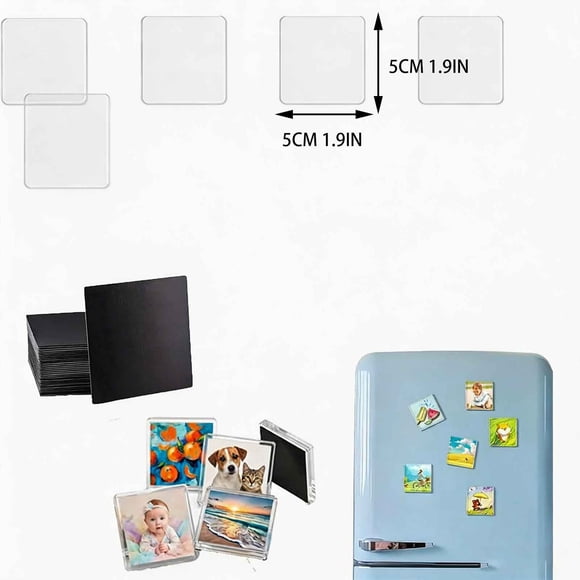 TTJ Fridge Magnet Cute Fridge Magnets DIY Clear Acrylic Fridge Magnet Kit with Adhesive Backing Acrylic Refrigerator Magnets for Photos Custom Picture Magnet Making Set for Kitchen Office